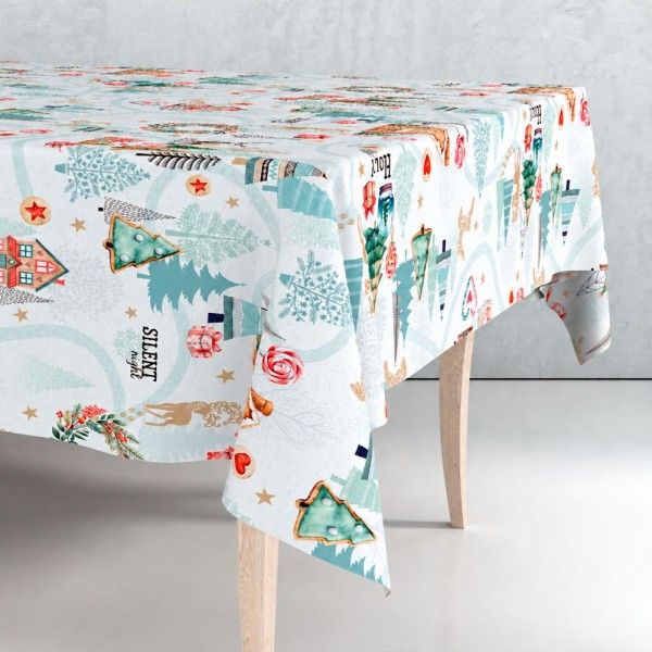 Rollo de hule mantel con diseño navideño, 1,40 x 25 m
